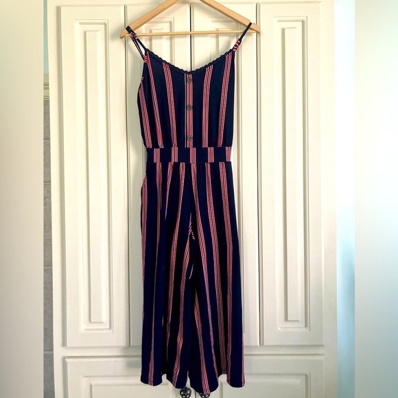 Bobbie Brooks Ladies Small Strappy Striped Jumpsuit Pants - Picture 1 of 6